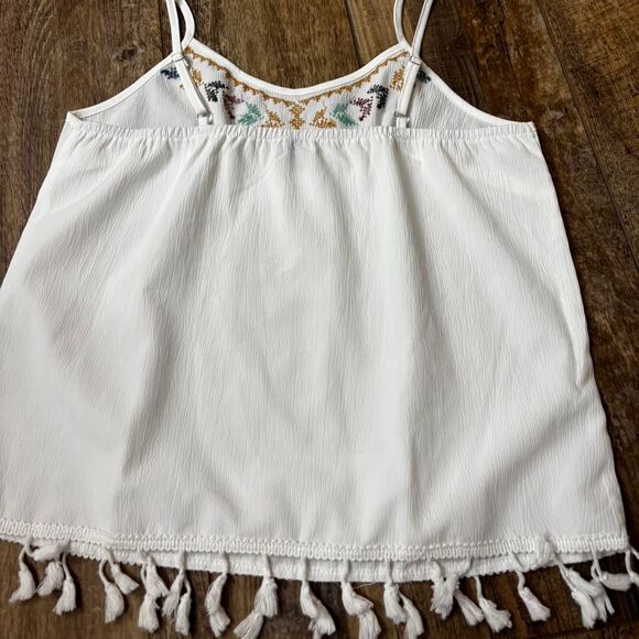 SHEIN White Boho Spaghetti Strap Small Multi-Color Women's Work Tank Top Blouse - Picture 2 of 3